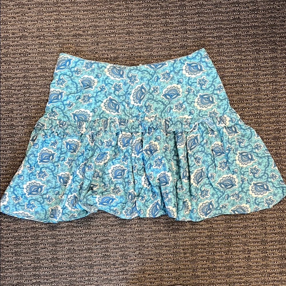 RHODE Blue Paisley Mini Skirt